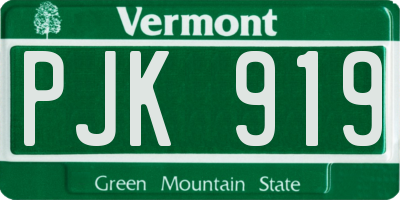 VT license plate PJK919
