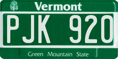 VT license plate PJK920