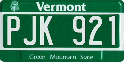 VT license plate PJK921
