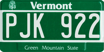 VT license plate PJK922