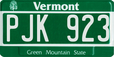 VT license plate PJK923