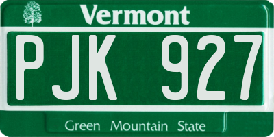 VT license plate PJK927