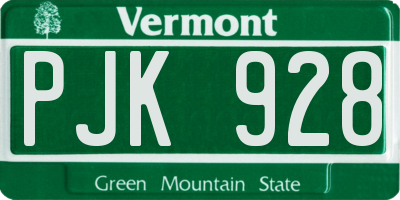 VT license plate PJK928
