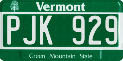VT license plate PJK929