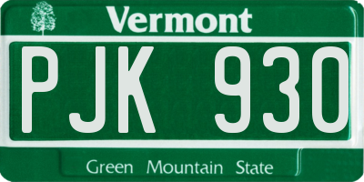 VT license plate PJK930