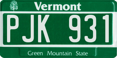 VT license plate PJK931