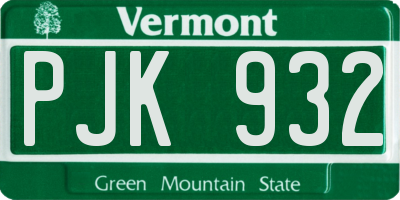 VT license plate PJK932