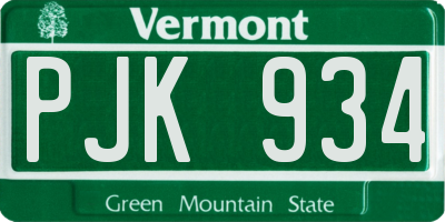 VT license plate PJK934
