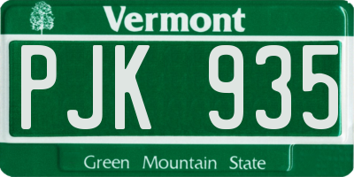 VT license plate PJK935