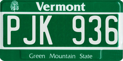 VT license plate PJK936