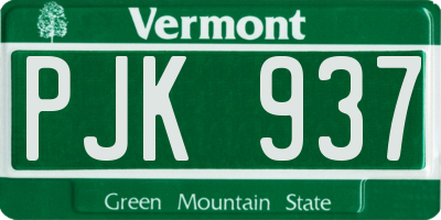 VT license plate PJK937