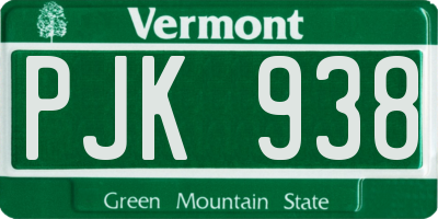 VT license plate PJK938