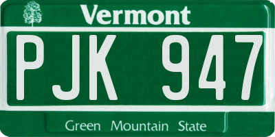VT license plate PJK947