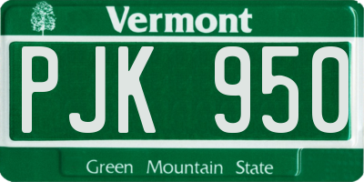 VT license plate PJK950