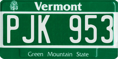 VT license plate PJK953