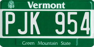 VT license plate PJK954