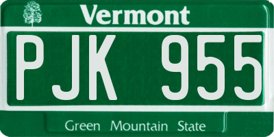 VT license plate PJK955