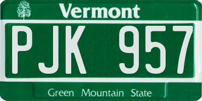 VT license plate PJK957
