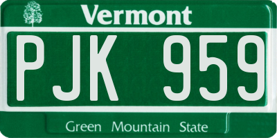 VT license plate PJK959