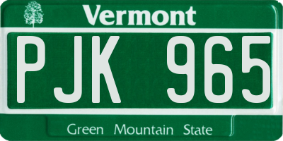 VT license plate PJK965