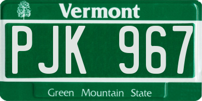VT license plate PJK967