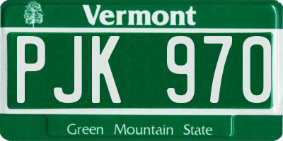 VT license plate PJK970