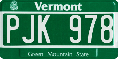 VT license plate PJK978