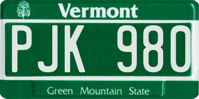 VT license plate PJK980