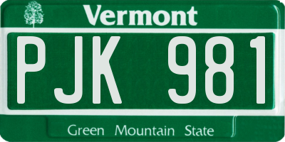 VT license plate PJK981