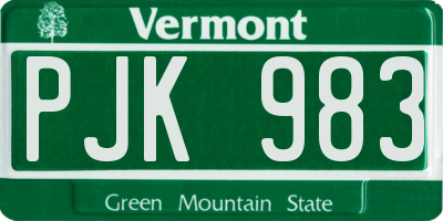 VT license plate PJK983