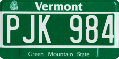 VT license plate PJK984