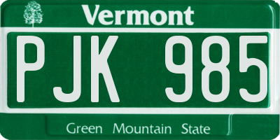 VT license plate PJK985