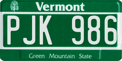 VT license plate PJK986