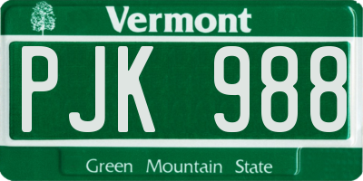 VT license plate PJK988