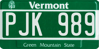VT license plate PJK989