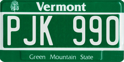 VT license plate PJK990