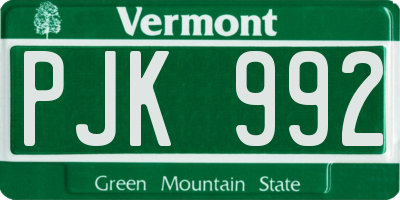VT license plate PJK992