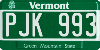VT license plate PJK993