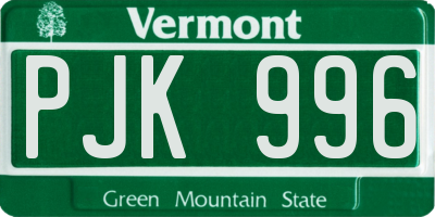 VT license plate PJK996