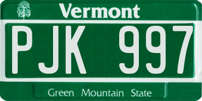 VT license plate PJK997