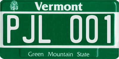 VT license plate PJL001