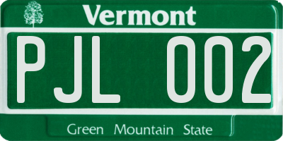 VT license plate PJL002