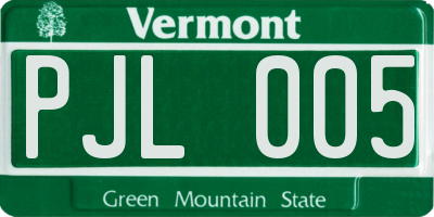 VT license plate PJL005