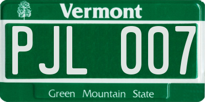 VT license plate PJL007
