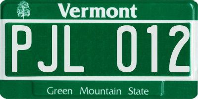 VT license plate PJL012