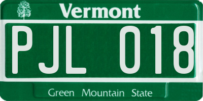 VT license plate PJL018