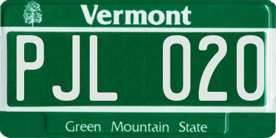 VT license plate PJL020