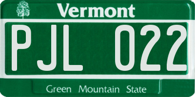 VT license plate PJL022