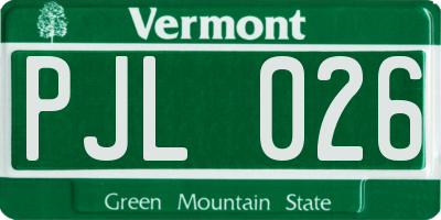 VT license plate PJL026