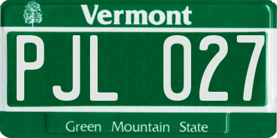 VT license plate PJL027